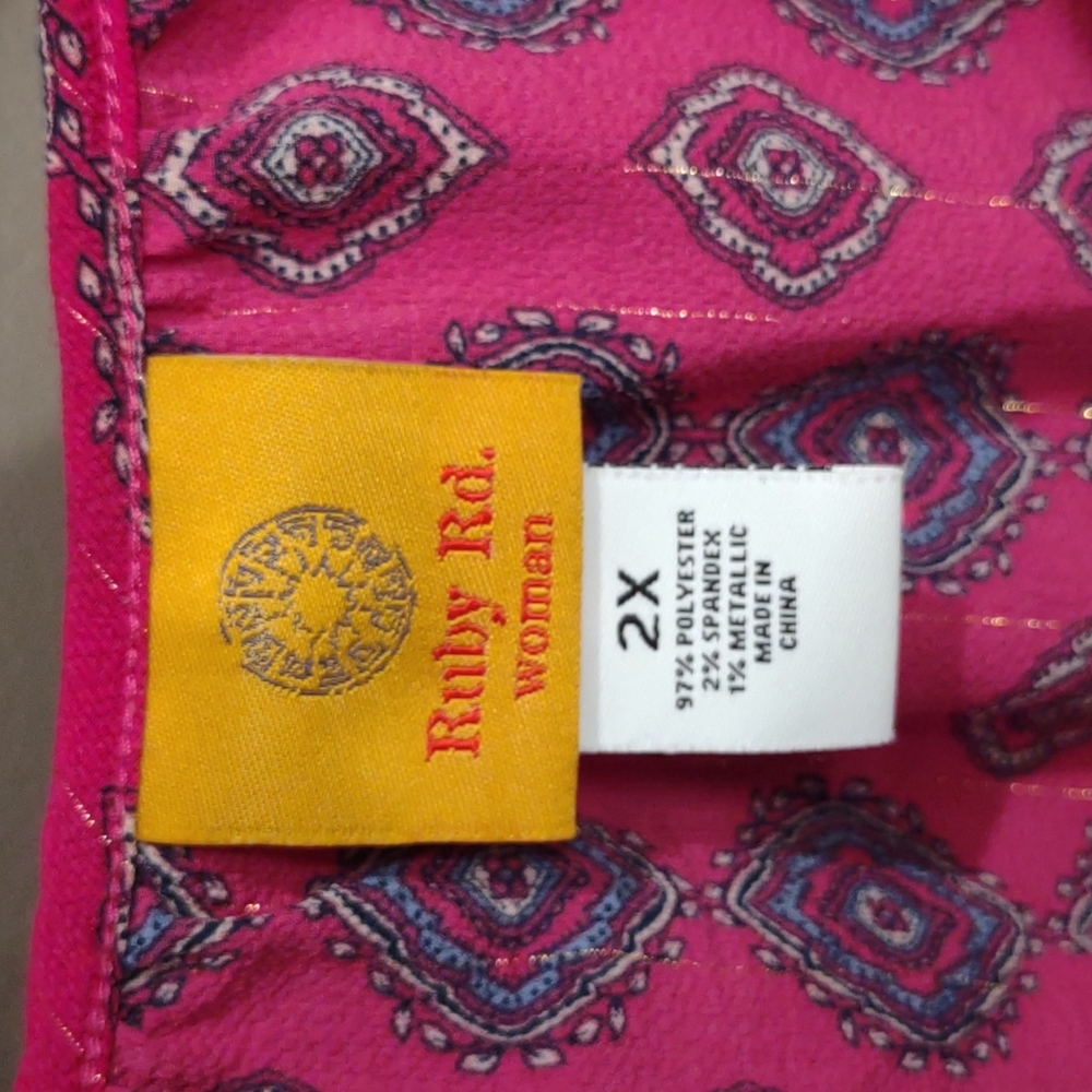 Ruby Rd multicolor 3/4 sleeve blouse 2X - Picture 5 of 7